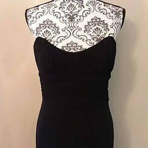 Badgley Mischka Black Strapless Maxi Gown Women Size 8 Prom Dress Ruched